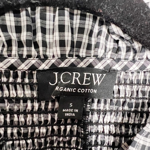 J. Crew Smocked button-up mini dress in gingham plaid Size S black white cotton - Picture 12 of 12